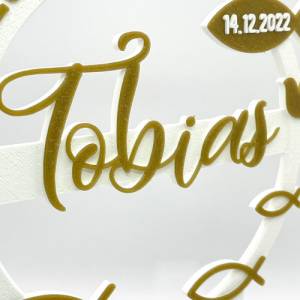 Kuchen Topper zur Taufe - personalisiert mit Farbe, Name & Datum Bild 5
