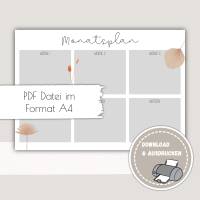 Monatsplan, Monatsplaner zum Ausdrucken - Pdf Download Monatsplan zum Ausdrucken - Printables Druckvorlage - immerwähren Bild 1