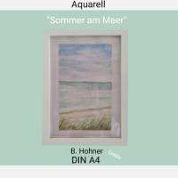 Aquarell, DIN A4 "Sommer am Meer", original & signiert Bild 1
