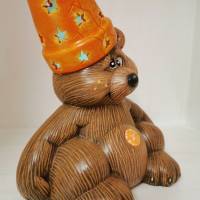Witziger Teddy aus Keramik zum Beleuchten Bild 4