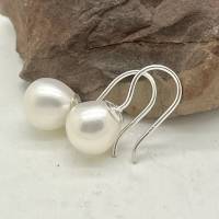 Perlenohrhänger aus echten SW-Perlen, schlicht und edel, Hochzeitsschmuck silber Bild 1