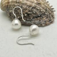 Perlenohrhänger aus echten SW-Perlen, schlicht und edel, Hochzeitsschmuck silber Bild 2