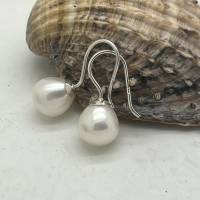 Perlenohrhänger aus echten SW-Perlen, schlicht und edel, Hochzeitsschmuck silber Bild 4