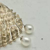 Perlenohrhänger aus echten SW-Perlen, schlicht und edel, Hochzeitsschmuck silber Bild 5