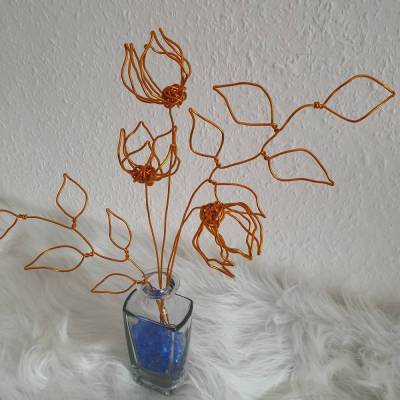 Clematis - Blumen Set 4/ Drahtblumen / Blumen aus Draht Handgemacht/ Minimalistische nachhaltige Deko