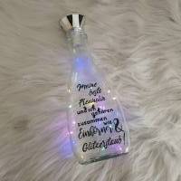 Beste Freundin Einhorn & Glitzerstaub/ Glasflasche mit Schriftzug & Lichterkette/ Geschenkidee / Flaschenlicht Bild 3