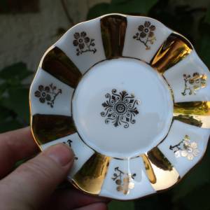 6 Dessertschalen Schmuckschalen Ringschalen Golddekor 50er Jahre CL Krone Czechoslovakia Bild 4