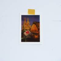 Miniaturbild als Hochzeitgeschenk für Verliebte  Liebesschloss, Mini Bild Kölner Dom,   Kunst aus Sprühpistole Bild 2