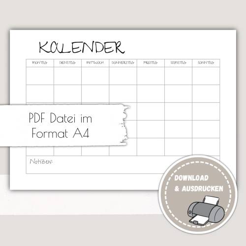 Kalender zum Ausdrucken - Pdf Download Kalender zum Ausdrucken - Printables Druckvorlage - immerwährender, undatierter K