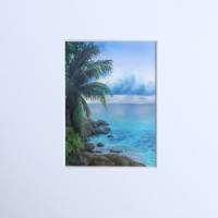 Miniatur Bild tropische Landschaft mit Meer und Palme, Realistische Maritime Mini Bild, Wundervolle Mini Gemälde Bild 3