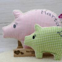Kuscheltier Schwein Schweinchen mit Herz und gesticktem Wunschnamen Bild 7