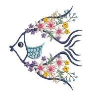 Stickdatei Fisch mit Blumen Boho Bild 1