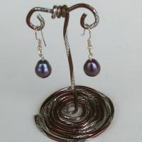 Klassische Perlen Ohrhänger lang mit grau blauen Tropfen Perlen Silber 925 gestempelt Bild 2