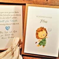 Geschenk zur Geburt personalisiert - Geldgeschenk zum Baby mit Namen - kleiner Löwe Geschenkset Junge - Geschenk Bild 1