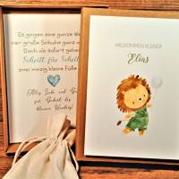 Geschenk zur Geburt personalisiert - Geldgeschenk zum Baby mit Namen - kleiner Löwe Geschenkset Junge - Geschenk Bild 3
