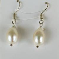 klassische Perlen Ohrringe lang mit Tropfenperle als Pendel in Silber 925 hergestellt Bild 4