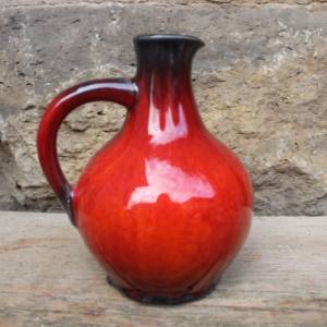 Silberdistel Vase rot schwarze Laufglasur Keramik Form 1314 WGP 60er 70er Jahre West Germany Bild 2