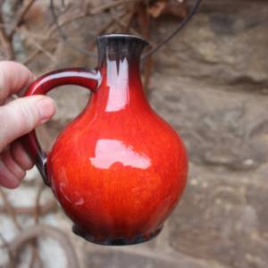 Silberdistel Vase rot schwarze Laufglasur Keramik Form 1314 WGP 60er 70er Jahre West Germany Bild 6