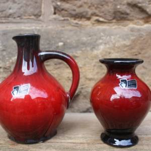 Silberdistel Vase rot schwarze Laufglasur Keramik Form 1314 WGP 60er 70er Jahre West Germany Bild 8