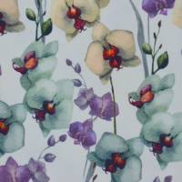♕ Jersey mit Orchideen Lila creme weiß pastell watercolor 50 x 150 cm Nähen ♕ Bild 1