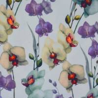 ♕ Jersey mit Orchideen Lila creme weiß pastell watercolor 50 x 150 cm Nähen ♕ Bild 2