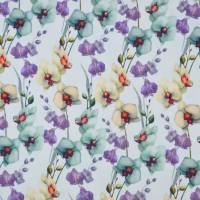 ♕ Jersey mit Orchideen Lila creme weiß pastell watercolor 50 x 150 cm Nähen ♕ Bild 3