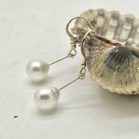 Perlenohrhänger aus echten SW-Perlen, schlicht und edel, mit Goldfilled-Haken, Hochzeitsschmuck Bild 1