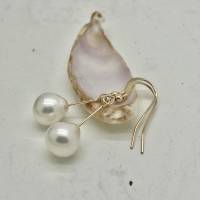 Perlenohrhänger aus echten SW-Perlen, schlicht und edel, mit Goldfilled-Haken, Hochzeitsschmuck Bild 4