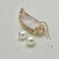 Perlenohrhänger aus echten SW-Perlen, schlicht und edel, mit Goldfilled-Haken, Hochzeitsschmuck Bild 5