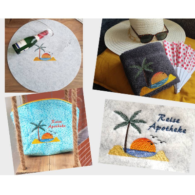 Stickdatei Sonnenuntergang Reiseapotheke