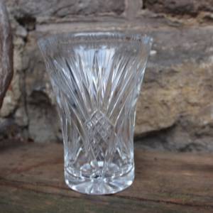 Kristall Vase 15,2 cm geschliffenes Fächer Dekor 24 % Bleikristall  30er Jahre Art Deco Bild 1