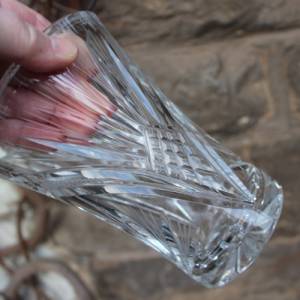 Kristall Vase 15,2 cm geschliffenes Fächer Dekor 24 % Bleikristall  30er Jahre Art Deco Bild 5