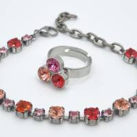 Set Armband und Ring Rose Rosa Peach mit Kristallen Bild 1