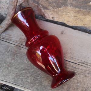 Vase rubinrotes Glas Rosendekor Emaillefarben 50er 60er Jahre Vintage DDR Bild 8