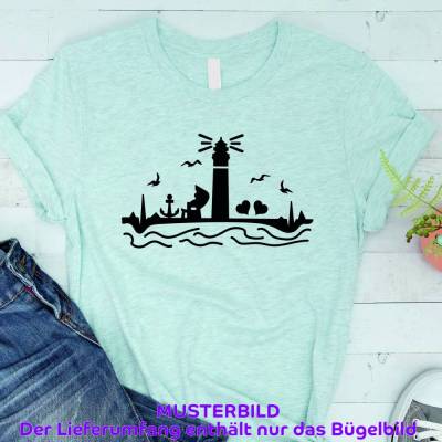 Bügelbild I Leuchtturm I 56 Farben zur Auswahl I Heartbeat I Urlaub I Maritim I Strand I Strandkorb I Möwe I Anker I DIY