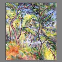 Leinwandbild Wald Landschaft Bäume Natur abstrakt nach einem alten Gemälde ca. 1894 Vintage Style Reproduktion Cezanne Bild 1