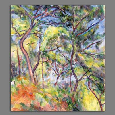 Leinwandbild Wald Landschaft Bäume Natur abstrakt nach einem alten Gemälde ca. 1894 Vintage Style Reproduktion Cezanne
