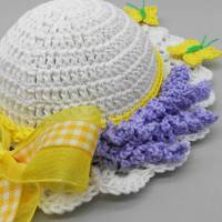Häkelanleitung Türdekoration Lavendel-Hut - einfach aus Wollresten Bild 1