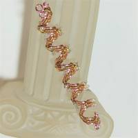 Funkelnde Zopfperle handgewebt rosa goldfarben handmade Haarschmuck Dreadlock wirework handgemacht Bild 4