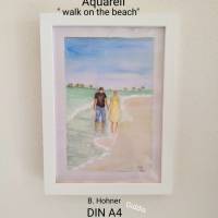 Aquarell, DIN A4 "walk on the beach", original & signiert Bild 1