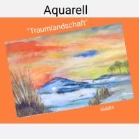 Aquarell, DIN A4 "Traumlandschaft", original & signiert Bild 1