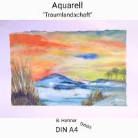 Aquarell, DIN A4 "Traumlandschaft", original & signiert Bild 2