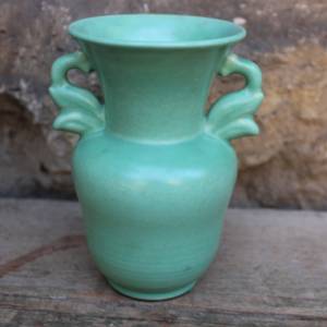 Uebelacker Amphore Vase 15,3 cm  Henkelvase Uranglasur Keramik Art Deco 30er Jahre Bild 2