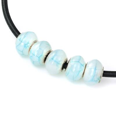 5x Marble Modulperlen "Cloud", Acryl Rondelle, Schiebeperlen, Zwischenperlen, Großlochperlen zum Schmuck gestalt