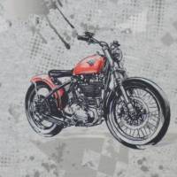 ♕ French Terry Sweat mit roten Motorrädern grau 50 cm x 150 cm Nähen Elastisch ♕ Bild 3