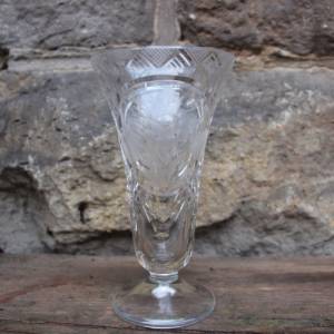 Kristall Trompetenvase Vase geätztes Blumendekor 24 % Bleikristall Vintage Art Deco 30er 40er Jahre Bild 2