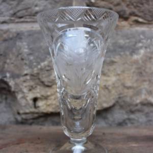 Kristall Trompetenvase Vase geätztes Blumendekor 24 % Bleikristall Vintage Art Deco 30er 40er Jahre Bild 3
