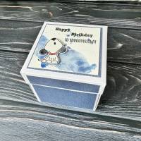 Explosionsbox zum Geburtstag für Hundefans, XL 10x10cm, blau Bild 2