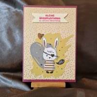 Geburtstagskarte mit Hase / Hase Geburtstagskarte / Geburtstagskarten mit Hasenmotiv / süßer Hase / Pirat / Herz Bild 1