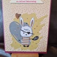 Geburtstagskarte mit Hase / Hase Geburtstagskarte / Geburtstagskarten mit Hasenmotiv / süßer Hase / Pirat / Herz Bild 4
